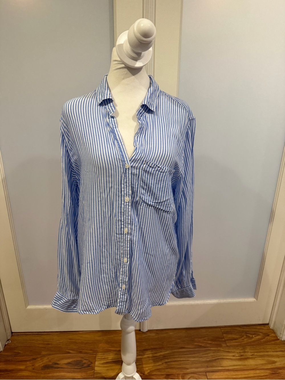 Velvet Heart Blue & White Striped Button-Down Shirt